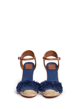 Front View - Click To Enlarge - TORY BURCH - 'Shaw' fringe denim espadrille wedges