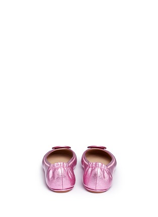 Back View - Click To Enlarge - TORY BURCH - 'Minnie Travel' leather ballet flats