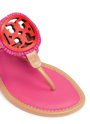 Detail View - Click To Enlarge - TORY BURCH - 'Miller' fringed logo leather thong sandals