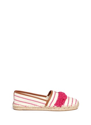 Main View - Click To Enlarge - TORY BURCH - 'Shaw' towelling fringe stripe tweed espadrilles