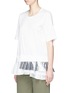 Front View - Click To Enlarge - MUVEIL - Colourblock pleated hem T-shirt