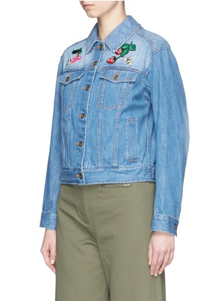 Front View - Click To Enlarge - MUVEIL - 'Swilling Fruit Wine' embellished embroidery denim jacket
