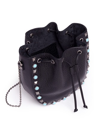 Detail View - Click To Enlarge - VALENTINO GARAVANI - 'Native Couture' cabochon stud leather bucket bag