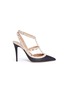 Main View - Click To Enlarge - VALENTINO GARAVANI - 'Rockstud' caged strap leather pumps