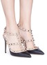 Figure View - Click To Enlarge - VALENTINO GARAVANI - 'Rockstud' caged strap leather pumps