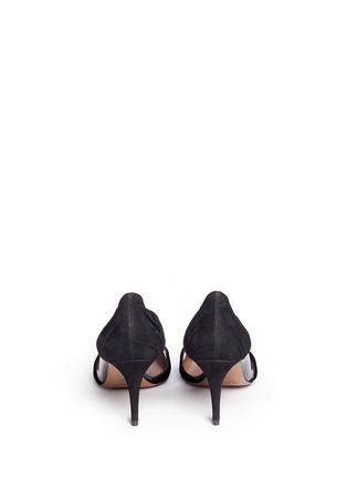 Back View - Click To Enlarge - VALENTINO GARAVANI - PVC panel ruched suede pumps
