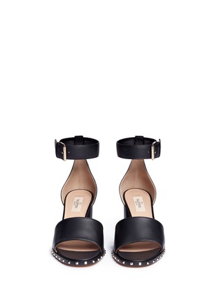 Front View - Click To Enlarge - VALENTINO GARAVANI - 'Soul Rockstud' block heel leather sandals