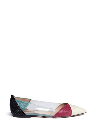 Main View - Click To Enlarge - VALENTINO GARAVANI - Clear PVC ruched leather skimmer flats