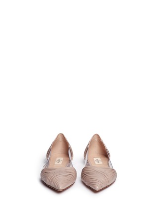 Front View - Click To Enlarge - VALENTINO GARAVANI - PVC panel ruched leather ballerina flats