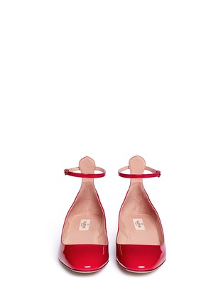 Front View - Click To Enlarge - VALENTINO GARAVANI - 'Tan-Go' ankle strap patent leather pumps