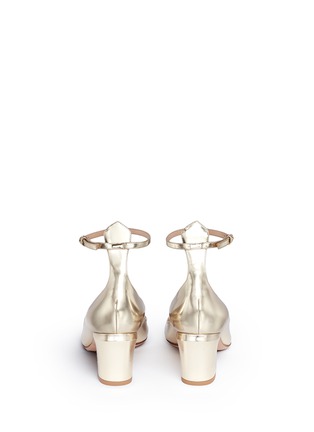 Back View - Click To Enlarge - VALENTINO GARAVANI - 'Tan-Go' ankle strap mirror leather pumps