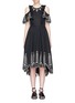 Main View - Click To Enlarge - 68244 - 'Amour' cold shoulder embroidered high-low dress