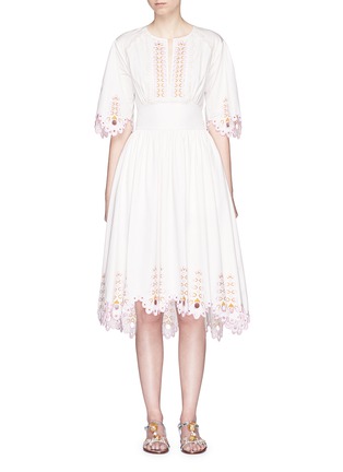 Main View - Click To Enlarge - 68244 - 'Amour' eyelet embroidered high-low cotton dress