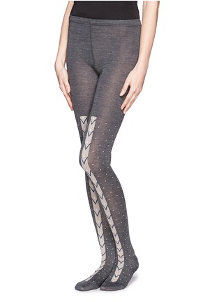 Front View - Click To Enlarge - HANSEL FROM BASEL - Chevron stripe dotted tights