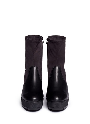 Front View - Click To Enlarge - ATELJÉ 71 - 'Alva' neoprene panel calfskin leather platform boots