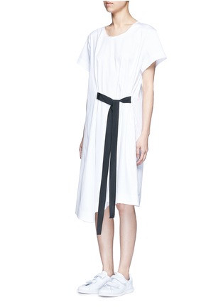 Front View - Click To Enlarge - FFIXXED STUDIOS - Tie front cotton poplin dress