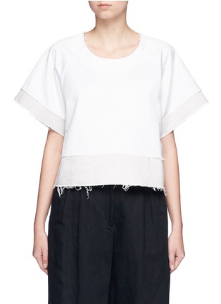 Main View - Click To Enlarge - FFIXXED STUDIOS - Frayed edge colourblock cropped twill top