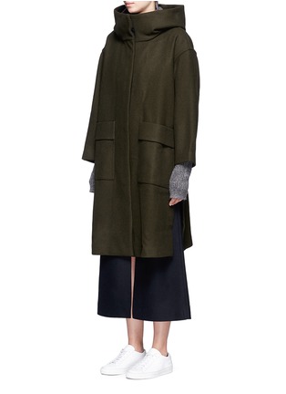 Front View - Click To Enlarge - FFIXXED STUDIOS - 'Open Space' high side split hooded coat