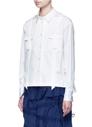 Front View - Click To Enlarge - ANGEL CHEN - Pleated hem grosgrain ribbon utility shirt