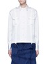 Main View - Click To Enlarge - ANGEL CHEN - Pleated hem grosgrain ribbon utility shirt
