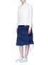 Figure View - Click To Enlarge - ANGEL CHEN - Pleated hem grosgrain ribbon utility shirt