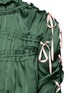 Detail View - Click To Enlarge - ANGEL CHEN - Lace-up sleeve drawstring gathered satin top