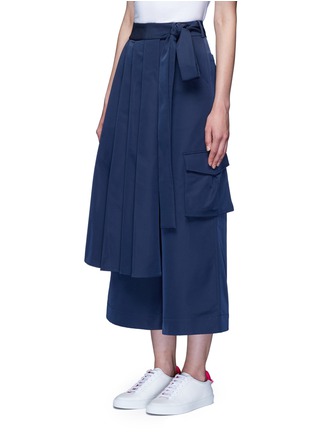 Front View - Click To Enlarge - ANGEL CHEN - 'Kendo' pleated wrap front wide leg trousers