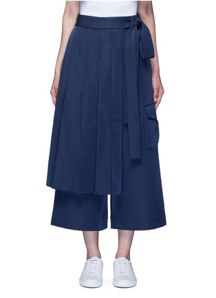 Main View - Click To Enlarge - ANGEL CHEN - 'Kendo' pleated wrap front wide leg trousers