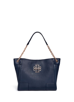 Main View - Click To Enlarge - TORY BURCH - 'Britten' small pebbled leather chain tote