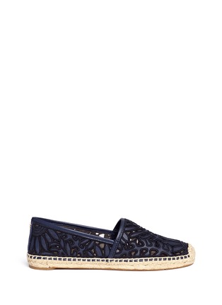 Main View - Click To Enlarge - TORY BURCH - 'Lilium' floral embroidered leather espadrille slip-ons