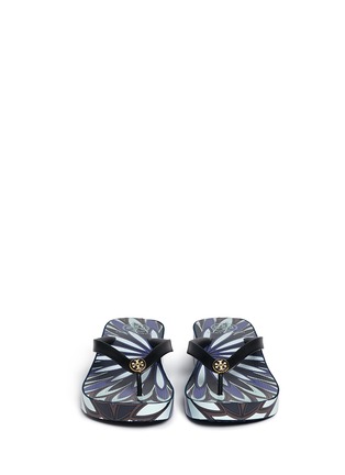 Front View - Click To Enlarge - TORY BURCH - 'Thandie' floral print wedge flip flops