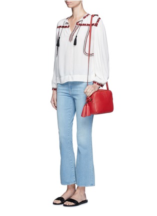 Figure View - Click To Enlarge - TORY BURCH - 'Thea' pebbled leather crossbody tassel bag