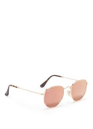 Figure View - Click To Enlarge - RAY-BAN - 'RB3548' metal hexagonal mirror sunglasses