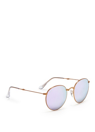 Figure View - Click To Enlarge - RAY-BAN - 'Round Metal Folding' mirror sunglasses