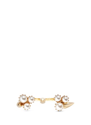 Figure View - Click To Enlarge - JOOMI LIM - 'Love Thorn' faux pearl two finger ring