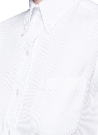 Detail View - Click To Enlarge - THOM BROWNE  - Double blossom intarsia stripe cotton shirt dress