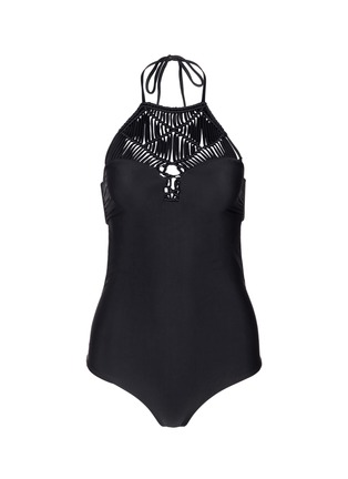 Main View - Click To Enlarge - MIKOH - 'Moorea' lattice halterneck cutout back swimsuit