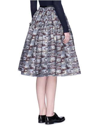 Back View - Click To Enlarge - ANAÏS JOURDEN - Abstract metallic jacquard flare midi skirt