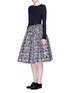 Figure View - Click To Enlarge - ANAÏS JOURDEN - Abstract metallic jacquard flare midi skirt
