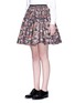 Front View - Click To Enlarge - ANAÏS JOURDEN - Abstract metallic jacquard flare mini skirt