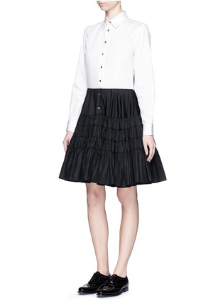Figure View - Click To Enlarge - ANAÏS JOURDEN - Gathered skirt colourblock poplin shirt dress