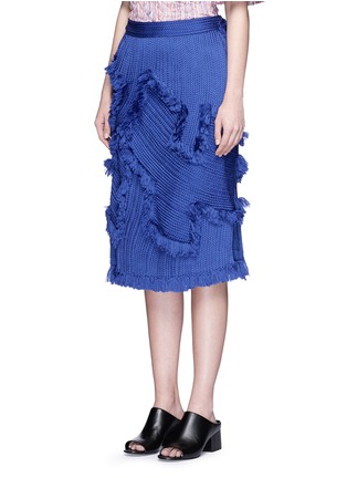 Front View - Click To Enlarge - 73037 - 'Braid' frayed trim midi skirt