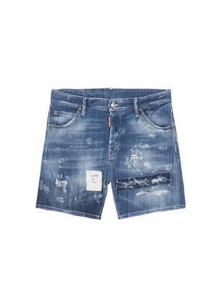 Main View - Click To Enlarge - 71465 - Square crotch distressed denim shorts