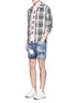 Figure View - Click To Enlarge - 71465 - Square crotch distressed denim shorts