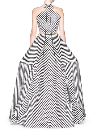 Figure View - Click To Enlarge - 72722 - 'La Scarpa' cutout stripe organza gown