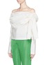 Front View - Click To Enlarge - 72722 - 'Rosetti' off shoulder side ribbon silk top