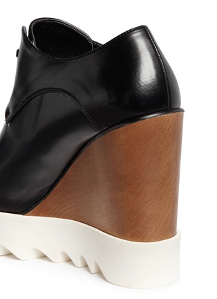 Detail View - Click To Enlarge - STELLA MCCARTNEY - Wood wedge faux leather booties