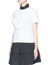 Front View - Click To Enlarge - ERDEM - 'Deacon' ruffle bib waffle cotton top