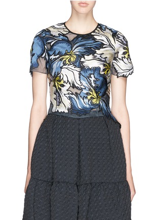 Main View - Click To Enlarge - ERDEM - 'Emiko' floral embroidery organza top