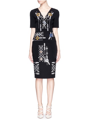 Main View - Click To Enlarge - PETER PILOTTO - 'Arcade' pinball embroidery V-neck dress